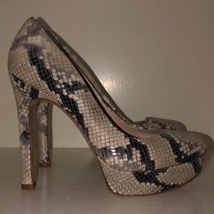 Joan and David platform pump snake print leather